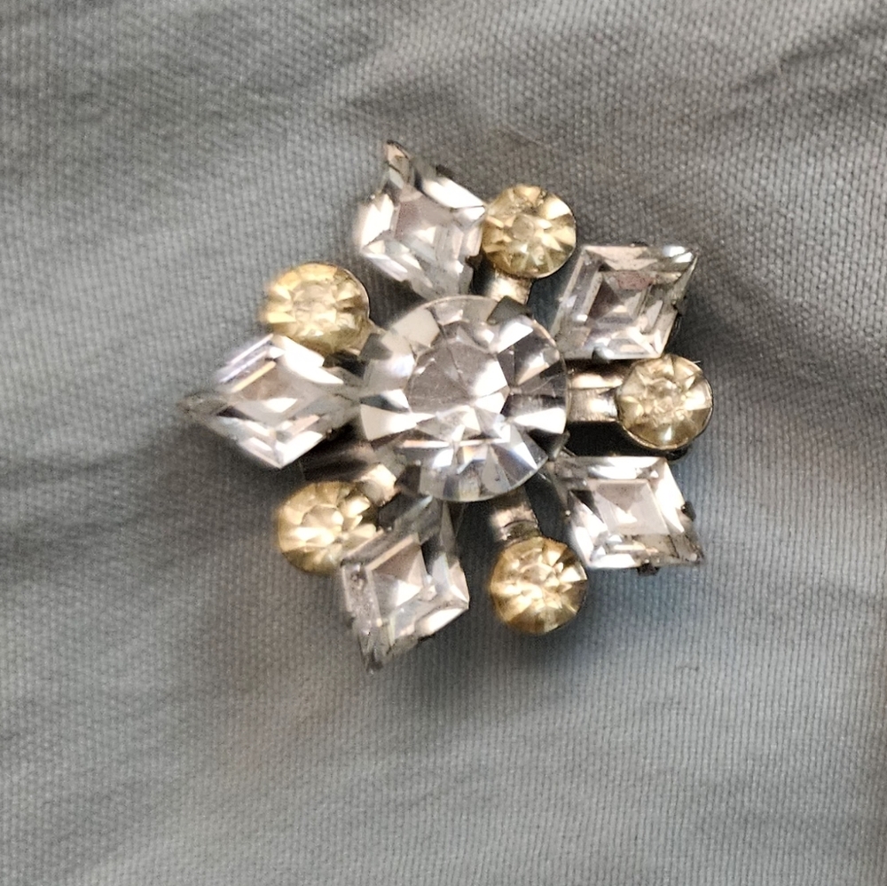 Source Unknown Silver and Gold Gem Brooch MCM